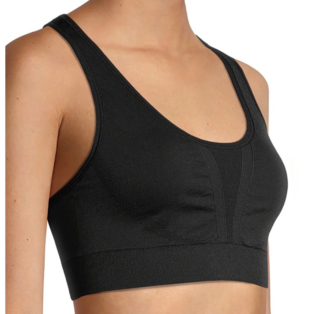 Avia Black Sports Bra with Scoop Neck and Wide Straps - Picture 4 of 5